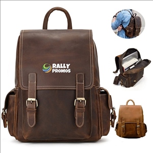Crazy Horse Genuine Leather Laptop Travel Backpack
